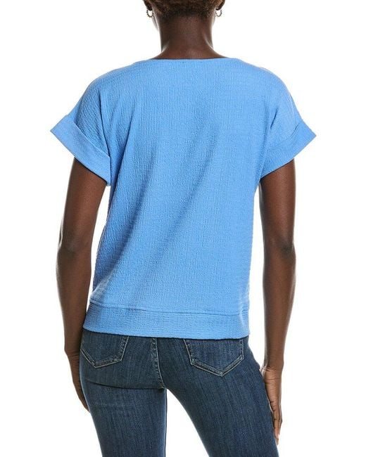 Jones New York Blue Dolman Tie Seabreeze Crinkle Top