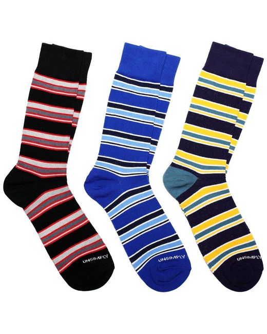 Unsimply Stitched Blue Set Of 3 Sock for men