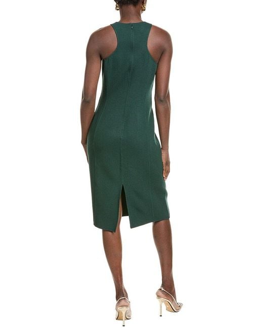 Michael Kors Green Racerback Wool-Blend Sheath Dress