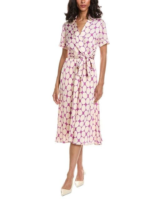 Tahari Red Printed Midi Dress