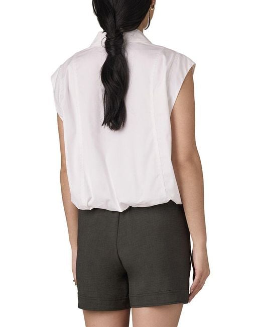 Wit & Wisdom White Extended Shoulder Cap Sleeve Collared Shirt