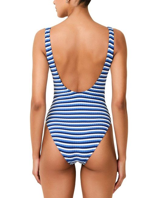 Solid & Striped Blue The Luela Button One-Piece