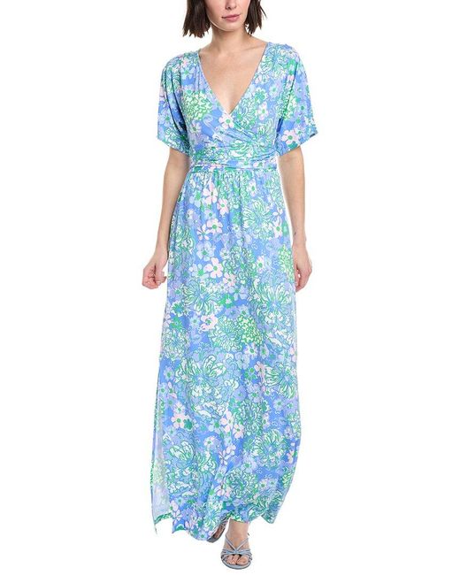 Lilly Pulitzer Blue Parigi Boat Neck Maxi Dress