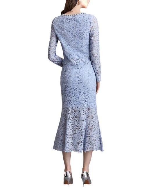 DZA Blue 2Pc Blouse & Skirt Set