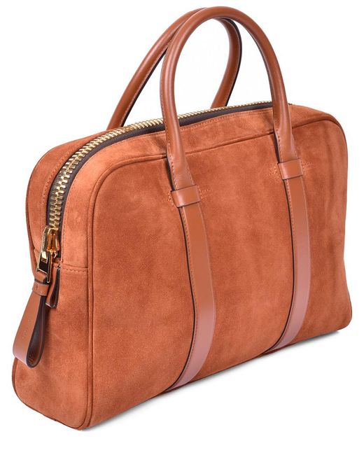 Tom Ford Brown Suede Briefcase for men