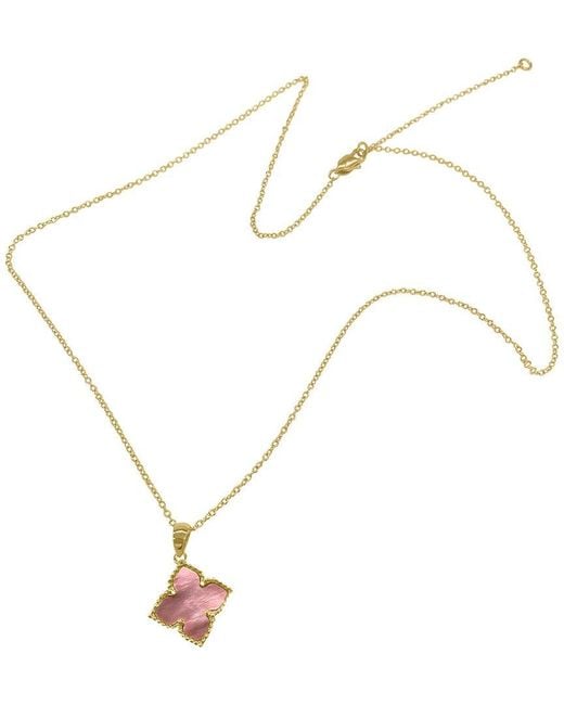 Adornia Pink 14k Plated Flower Necklace