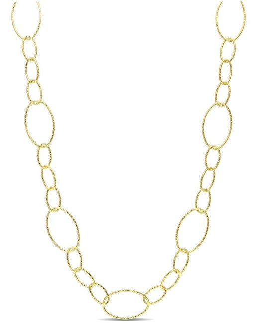 Italian Silver Metallic 18K Over Fancy Oval Link Chain Necklace