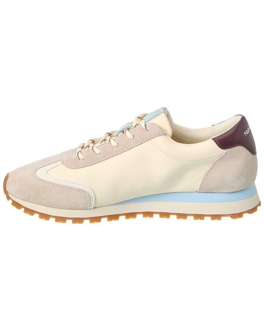 Tory Burch White Vintage Nylon & Leather Sneaker