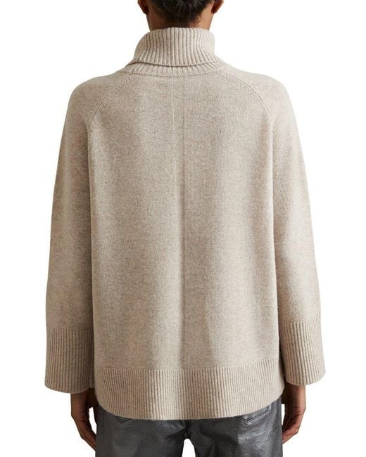 Reiss Gray Eliza Wool & Cashmere-Blend Roll Neck Jumper