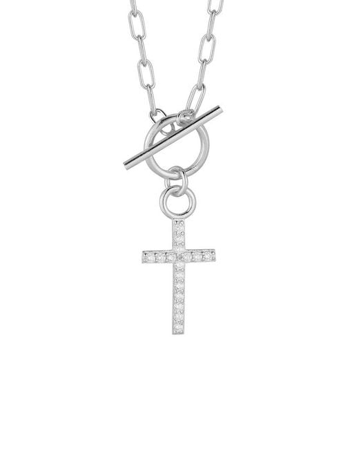 Glaze Jewelry White Silver Cz Cross Necklace