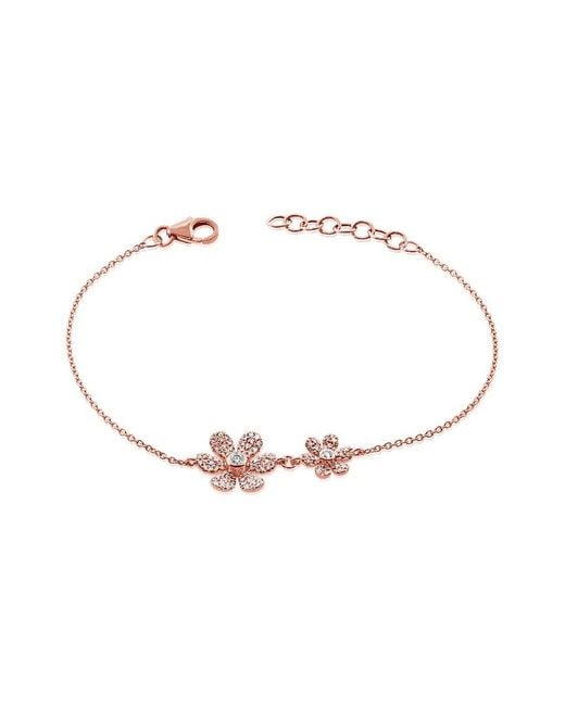 Sabrina Designs White 14k Rose Gold 0.34 Ct. Tw. Diamond Flower Bracelet