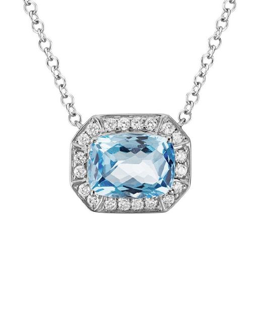 Diamond Select Cuts Blue 14k Diamond .16 Ct. & 1.25 Ct. Aquamarine Necklace