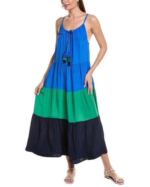 Tommy Bahama Blue Colorblocked Midi Dress