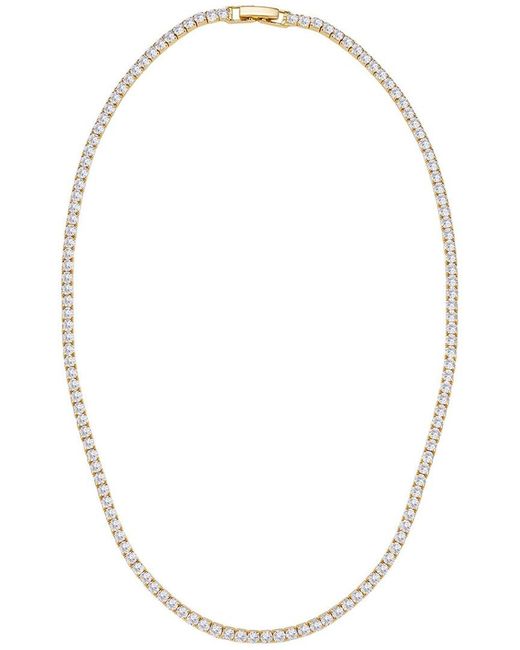 Adornia Natural 14K Plated Crystal 3Mm Tennis Chain Necklace