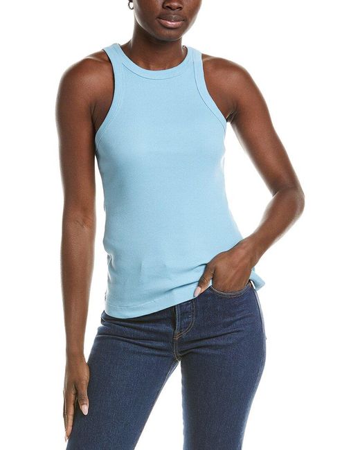 James Perse Blue Cutaway Rib Tank