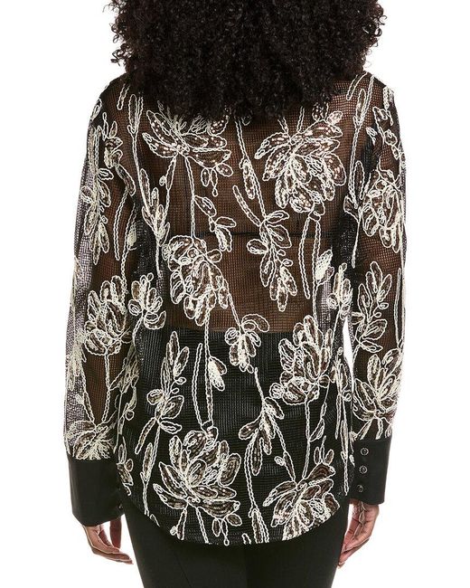 Beulah London Black Mesh Blouson Top