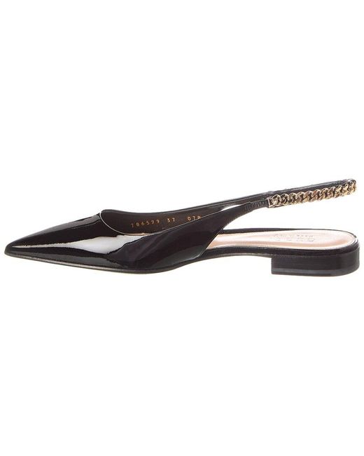 Gucci Black Signoria Patent Slingback Flat