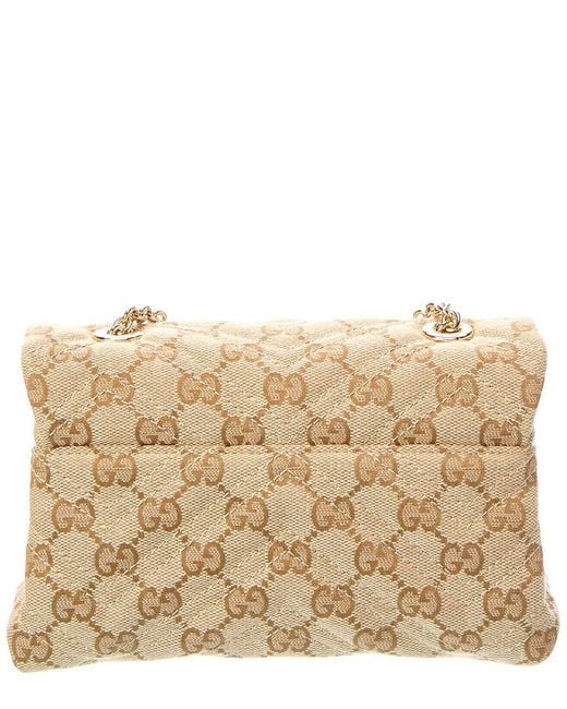 Gucci Natural Gg Marmont Mini Gg Canvas & Leather Shoulder Bag
