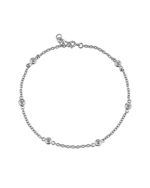 Genevive Jewelry Metallic Silver Cz Station Bracelet