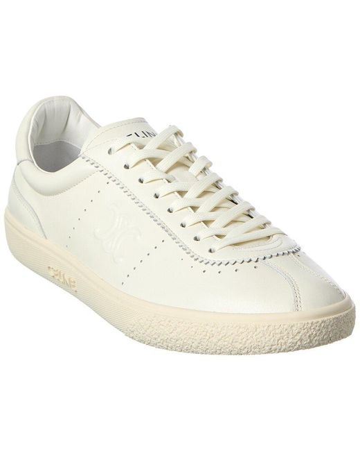 Céline White Logo Low Top Leather Sneaker for men