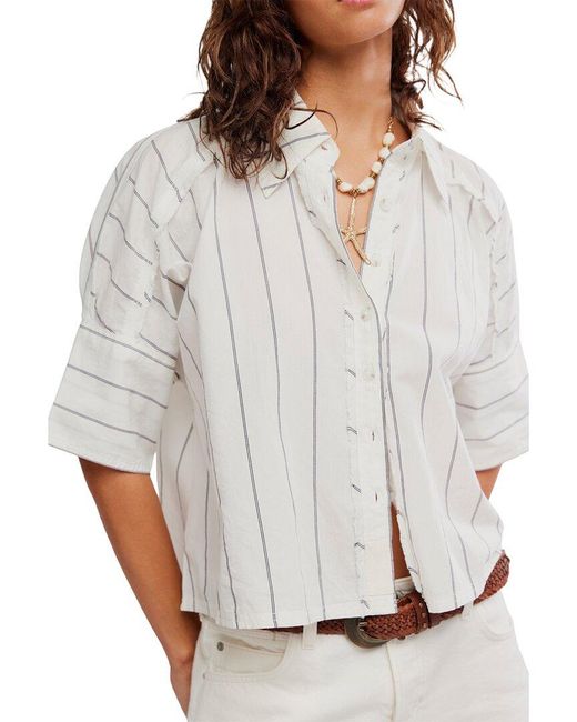 Free People Gray Seaside Stripe Top