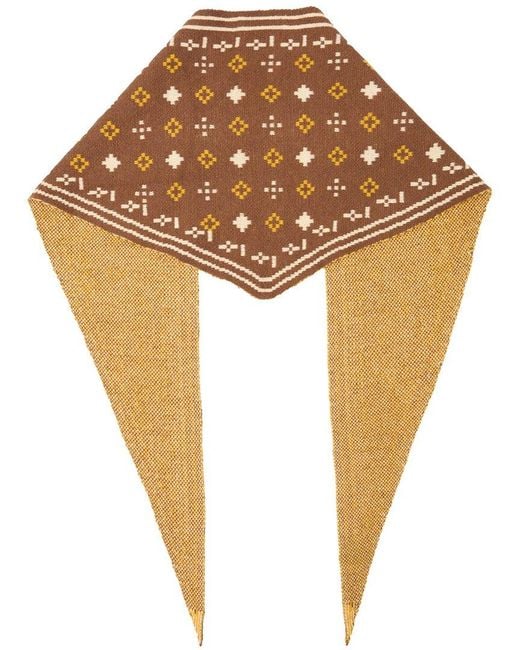 Saachi Brown Foulard Knit Triangle Scarf