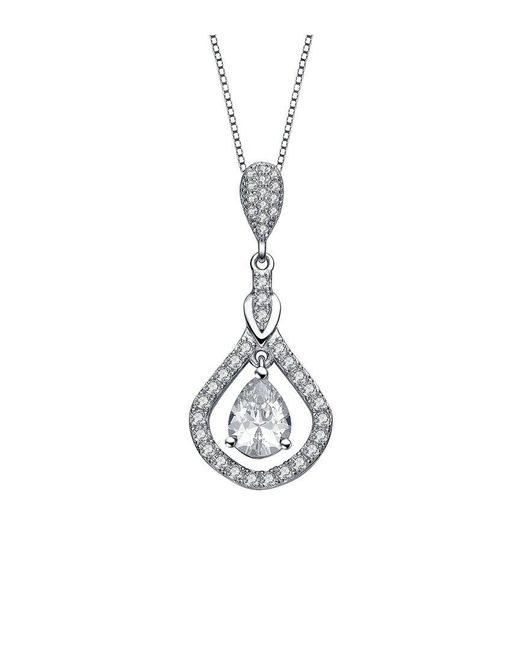 Genevive Jewelry White Silver Cz Pendant
