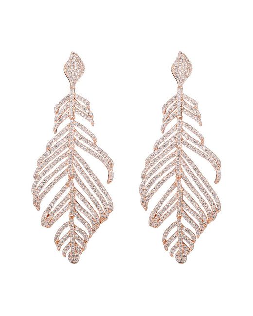Eye Candy LA Natural Feather Cz Crystal Drop Earring