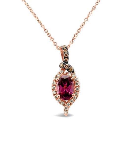 Le Vian White Le Vian Purple Garnet 14k Rose Gold 1.02 Ct. Tw. Diamond & Purple Garnet Pendant Necklace