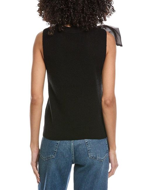 Laundry by Shelli Segal Black Organza Bow Sweater Vest
