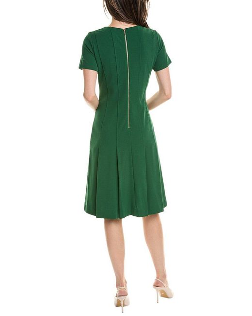 Tahari Green Crepe Flare Dress