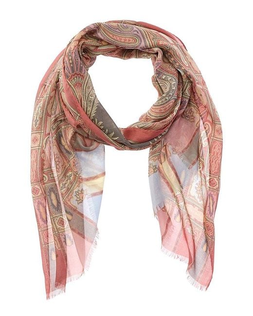 Etro Pink Silk-Blend Scarf