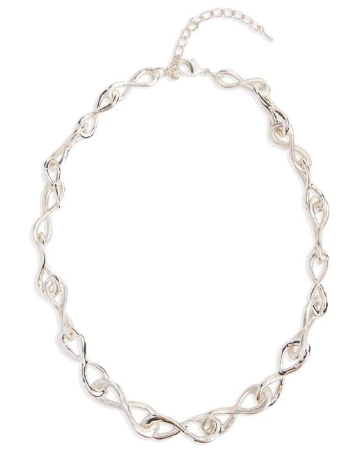 Saachi White Infinity Link Collar Necklace