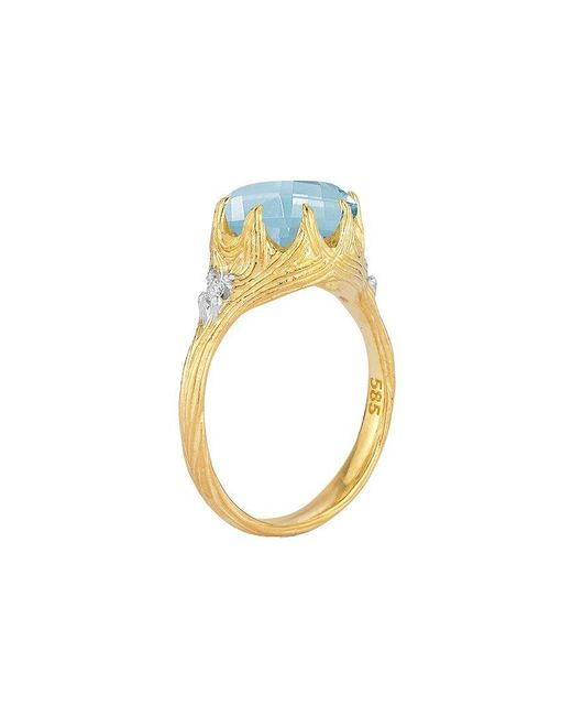 Reiss 14k 4.30 Ct. Tw. Diamond & Blue Topaz Cocktail Ring