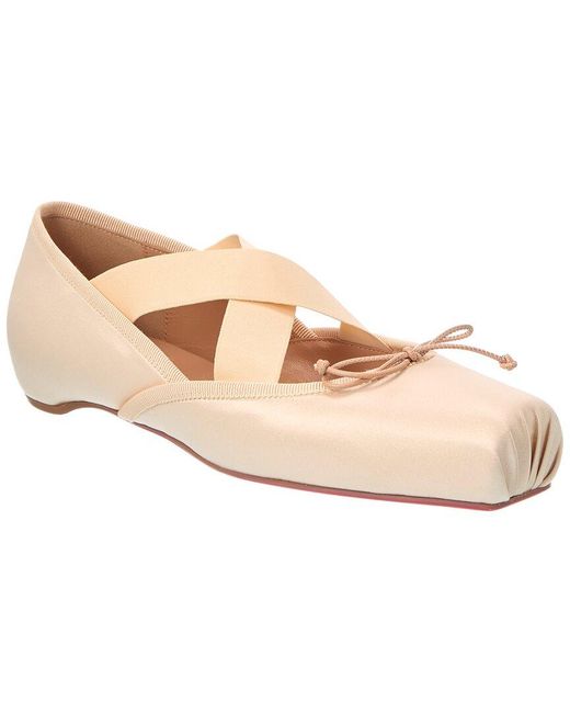 Christian Louboutin Pink Cassiasticina Satin Ballerina Flat