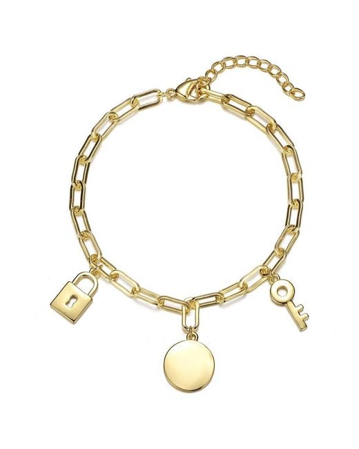 Rachel Glauber Metallic 14k Plated Link Chain Bracelet