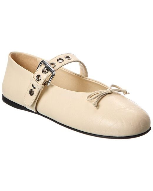 Miu Miu White Bow Leather Flat