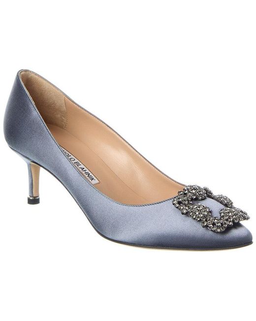 Manolo Blahnik Blue Hangisi 50 Satin Pump