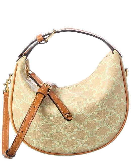 Céline Natural Lulu Teen Canvas & Leather Hobo Bag