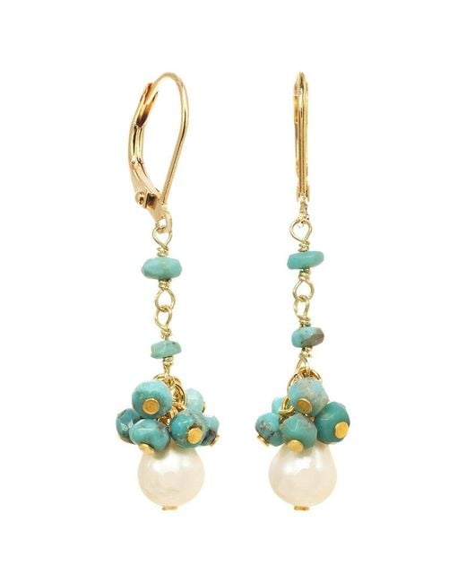 Rachel Reinhardt Jewelry Multicolor 14k Vermeil Turquoise Linear Cluster Earrings