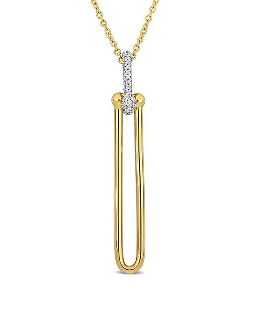 Diamond Select Cuts Metallic 14K Two-Tone 0.61 Ct. Tw. Diamond Paperclip Pendant Necklace