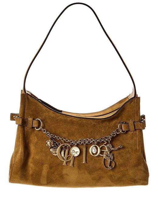 Chloé Brown Charms Suede Hobo Bag