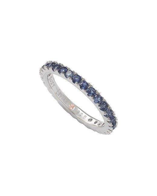 Suzy Levian Blue Silver Cz Stackable Ring