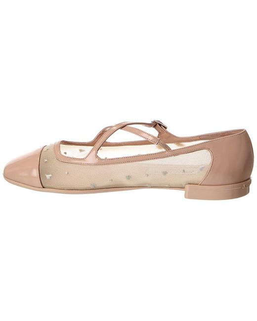 Jimmy Choo Pink Eleri Mesh & Leather Ballerina Flat