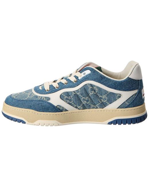Gucci Blue Re-Web Gg Denim & Leather Sneaker