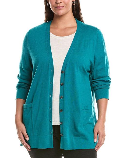 Marina Rinaldi Blue Plus Mais Wool Cardigan
