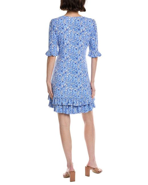 Cece Blue Ruffle Hem Mini Dress