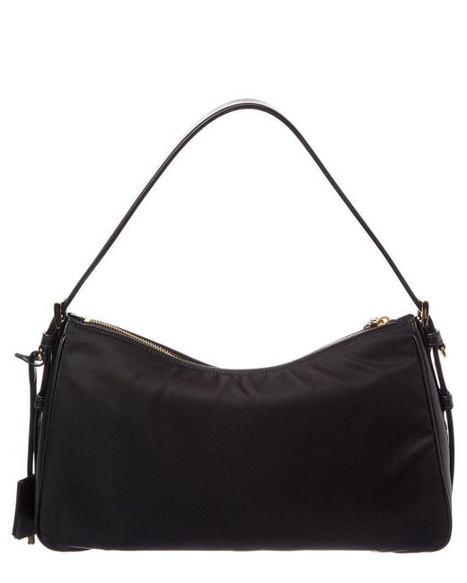 Prada Black Aimee Large Re-Nylon & Leather Shoulder Bag