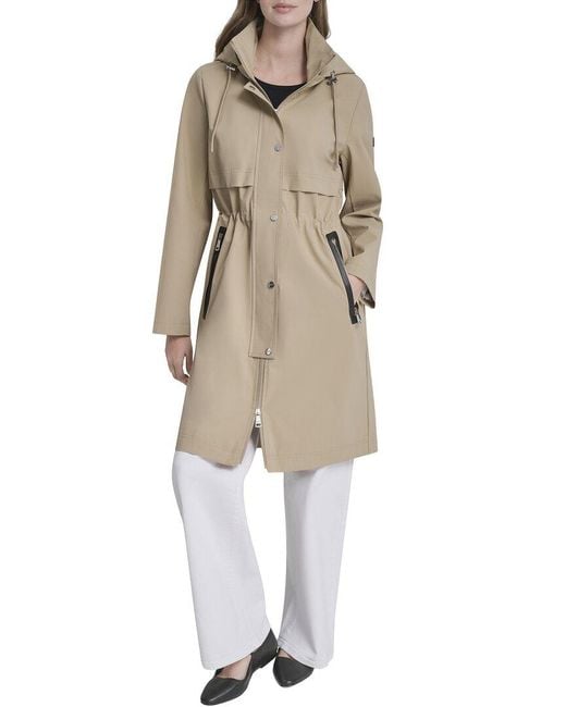 DKNY Natural Cinch Waist Rain Jacket