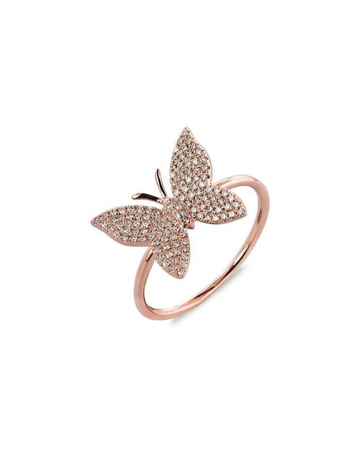 Sabrina Designs White 14k Rose Gold 0.24 Ct. Tw. Diamond Butterfly Ring